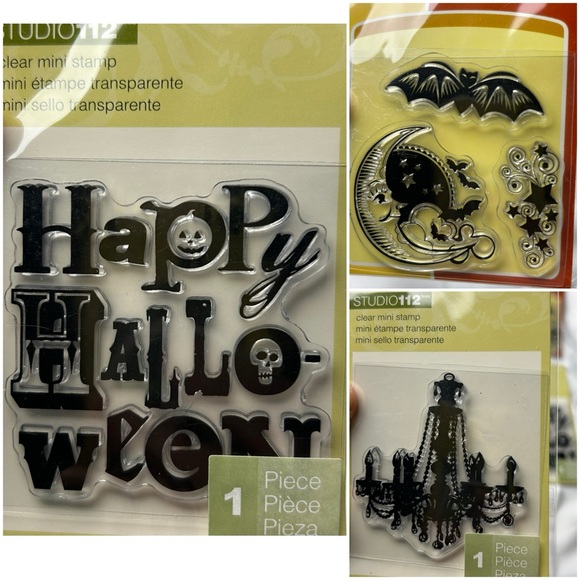 Brand New set of 12 clear stamps & 1 set of Halloween Fall die cuts card making - Picture 6 of 16